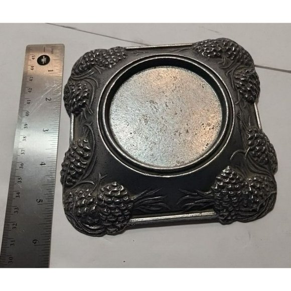 Vtg Carson Statesmetal Pewter Pine RIdge Med Piller Candle Holder 5.5" by 5.5" - Picture 13 of 13